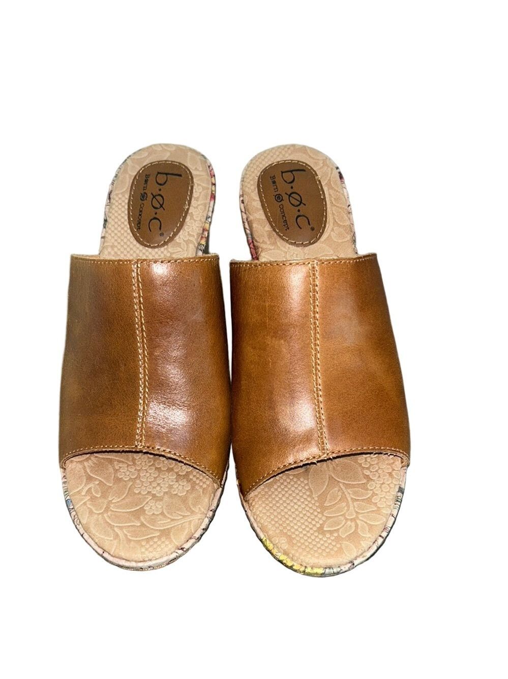 b.o.c.: Brown Leather Wedges: Size 8